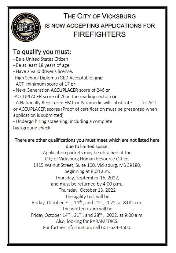Firefighters February 2023 City of Vicksburg, Mississippi