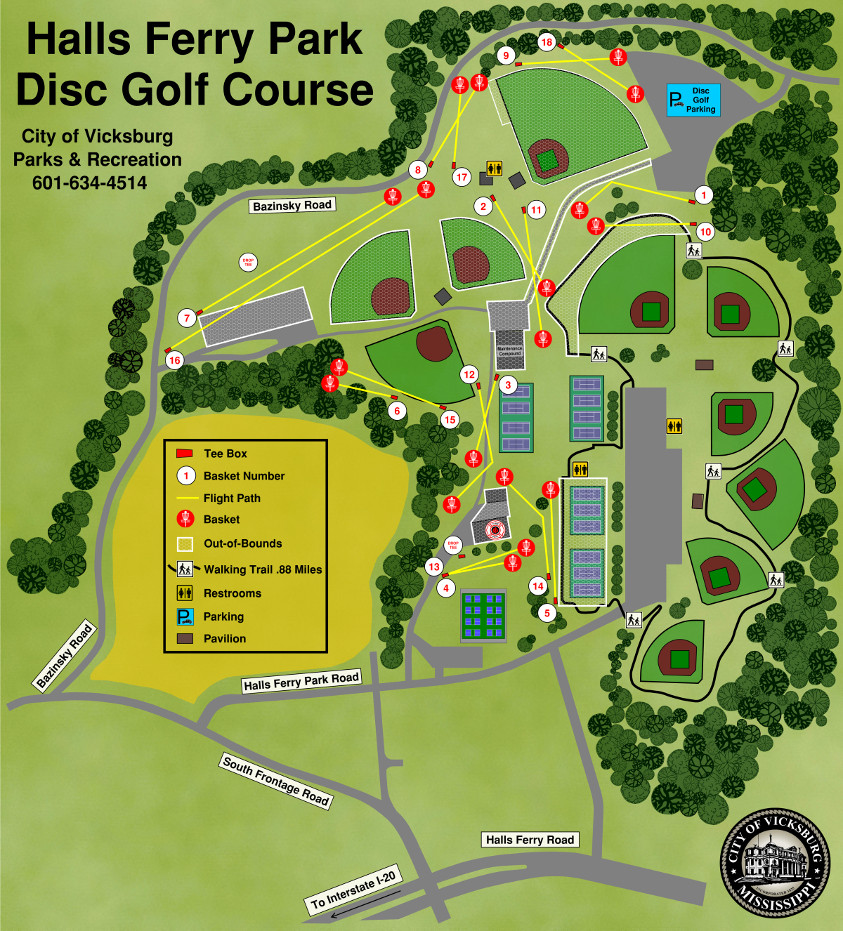 Halls Ferry Park Disc Course Map